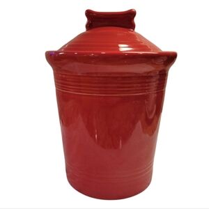 FIESTA MEDIUM pet dog bone CANISTER treat cookie CROCK SCARLET